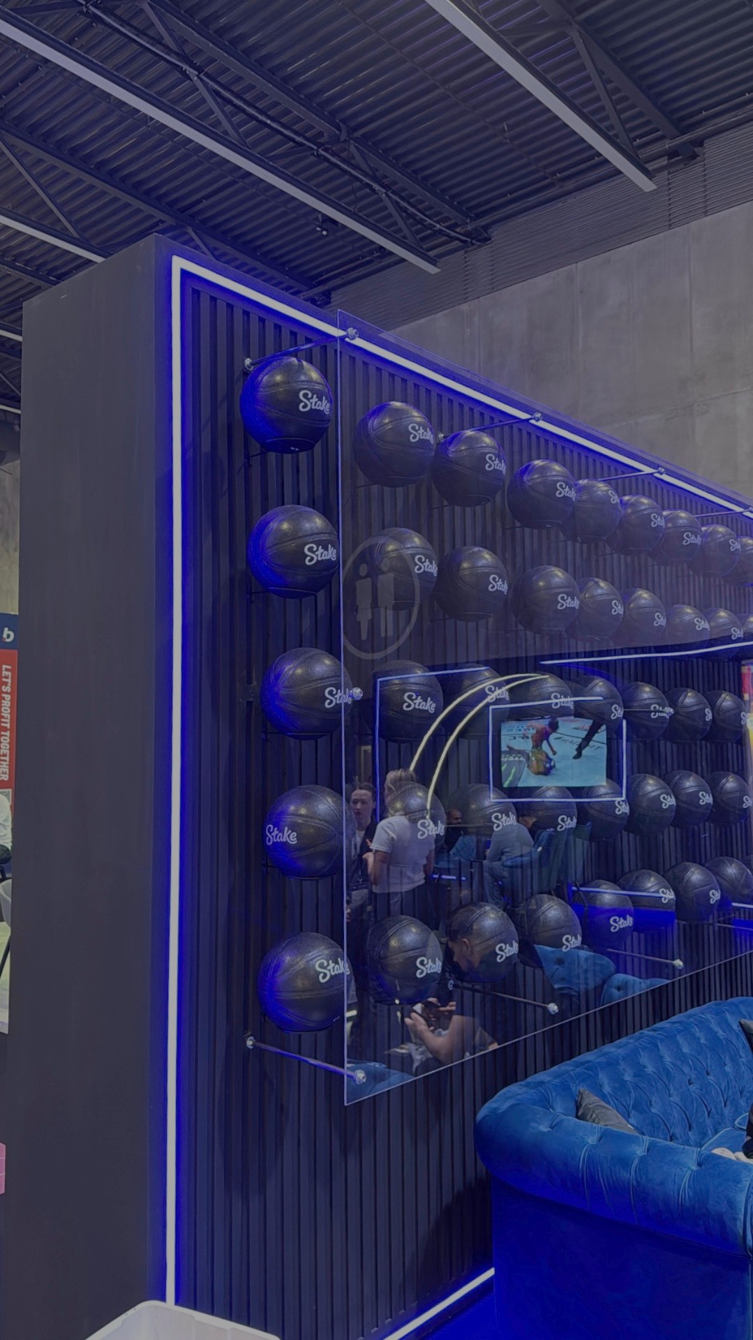 Stake branded basketball wall at the Barcelona event